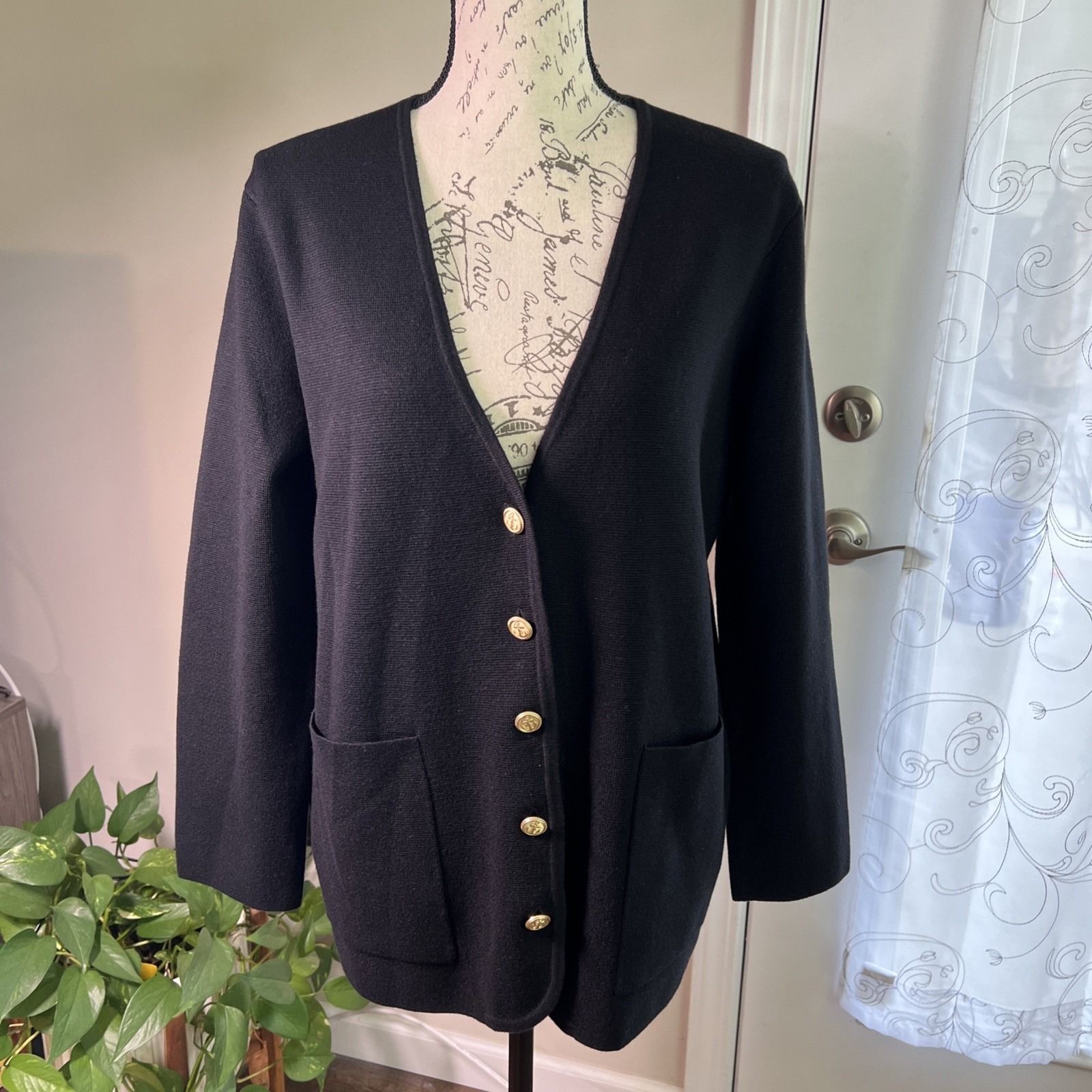 Nwd J. Crew Giselle V-Neck Sweater Blazer Small Black Wool Blend Quite Luxury